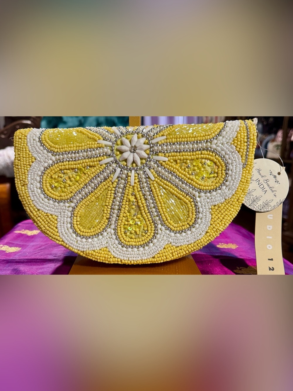 NWT Studio 12 Beaded Lemon Slice Crossbody Clutch Bag India